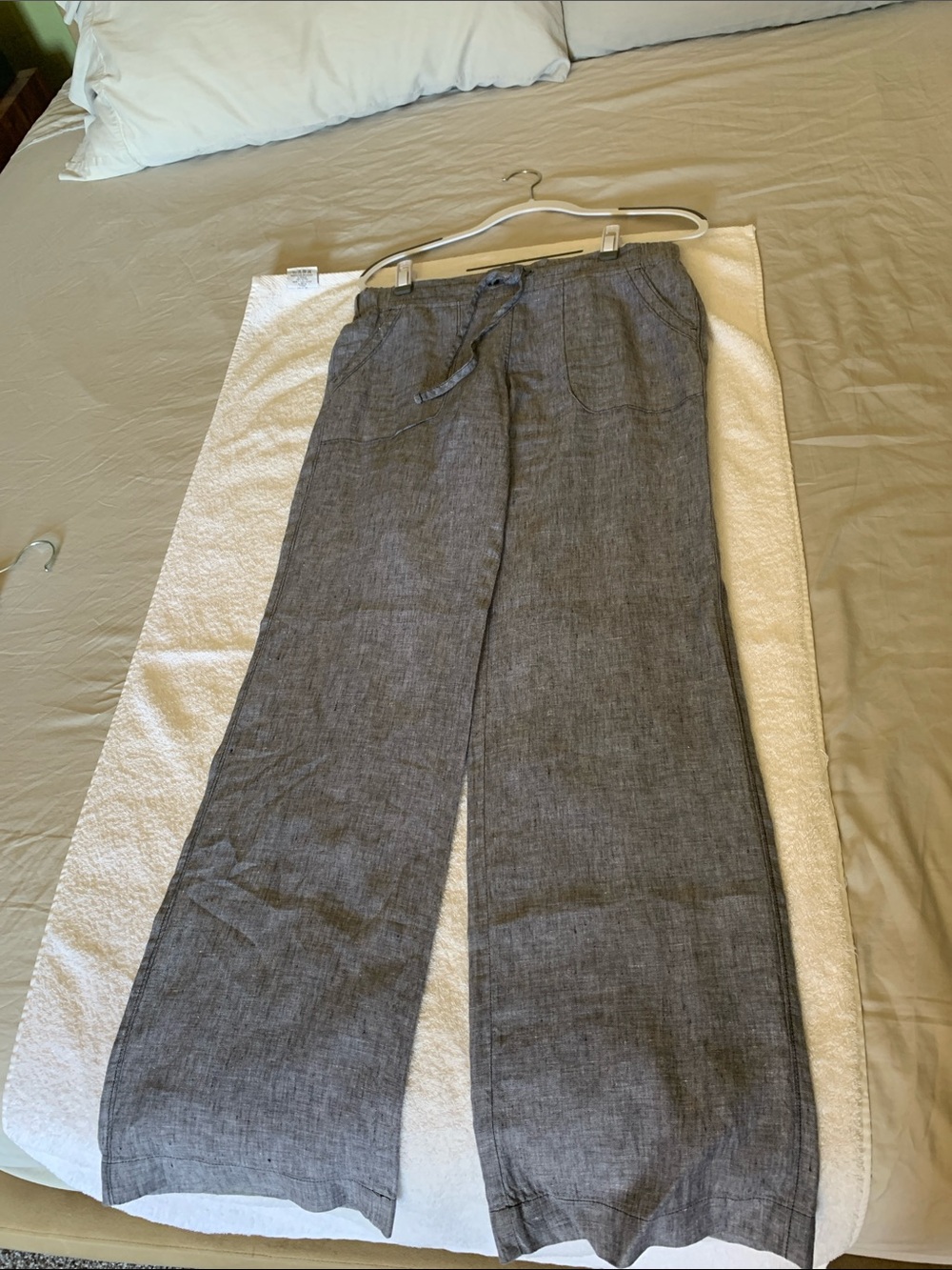 Athleta Women’s Wide-Leg Drawstring Chinos in Blue.